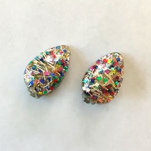 VINTAGE! Lucite confetti clip earrings